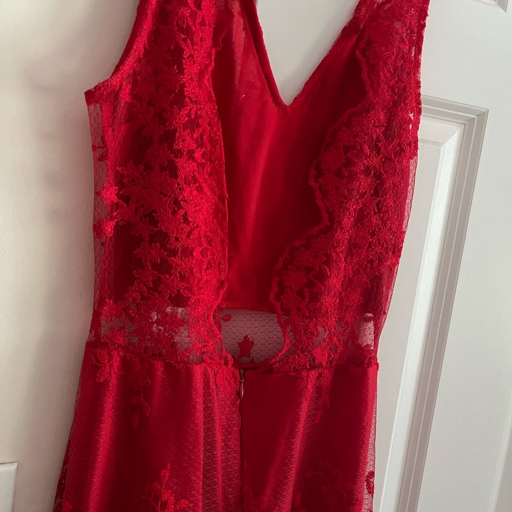 Red Lace Prom Dress